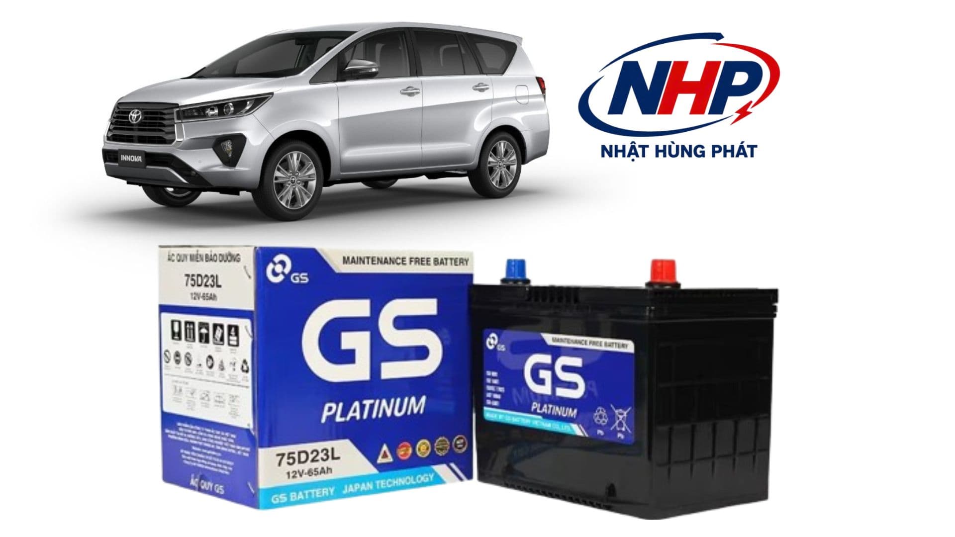 Thay Ắc Quy Toyota Innova 2016 - 2024 GS 75D23L Chính Hãng Tận Nơi TP.HCM