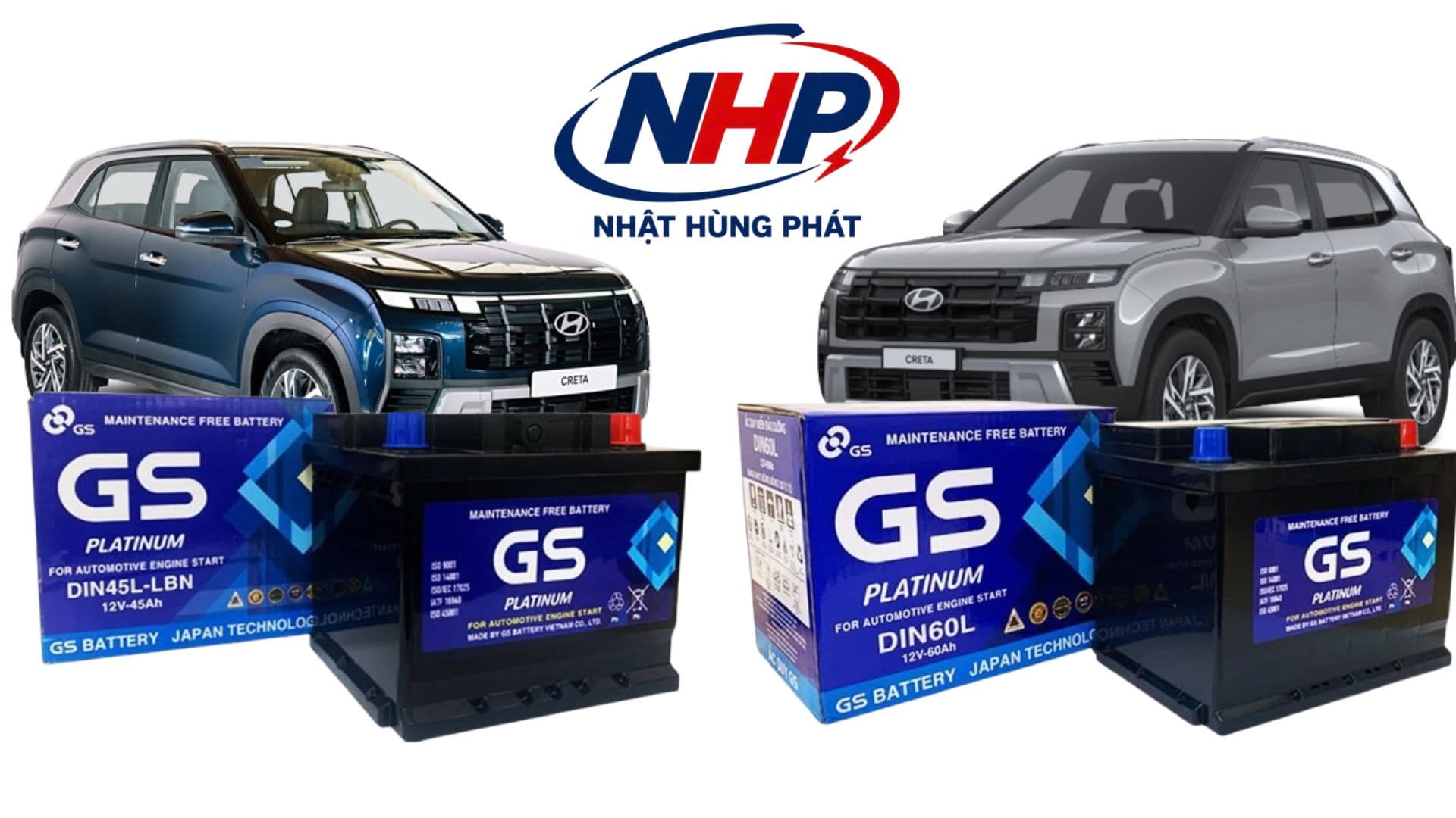 Thay Bình Ắc Quy Hyundai Creta 1.5 Chính Hãng – GS DIN45L, DIN60L, Varta, Delkor, Bosch