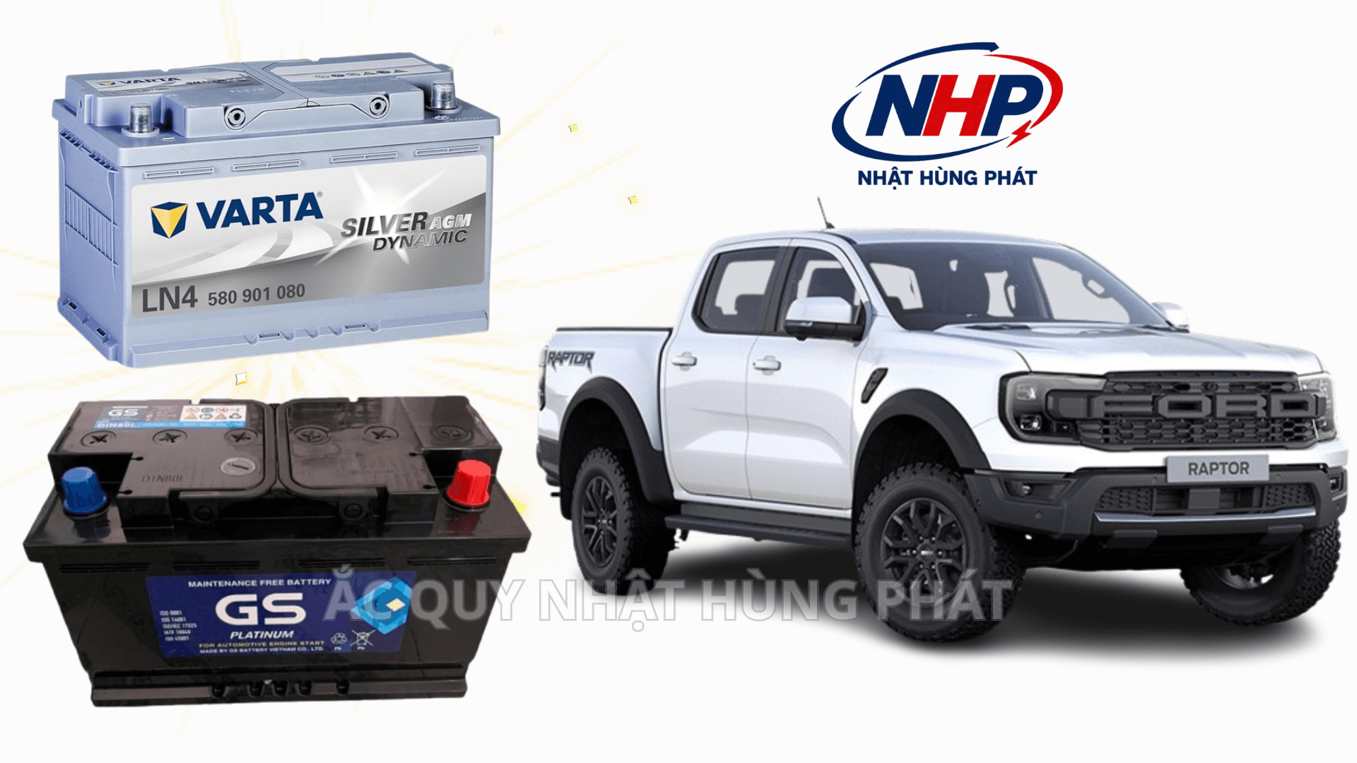 Thay Ắc Quy Ford Ranger Raptor DIN80 Chính Hãng GS, Varta, Bosch, Delkor Tại Thủ Đức, Dĩ An