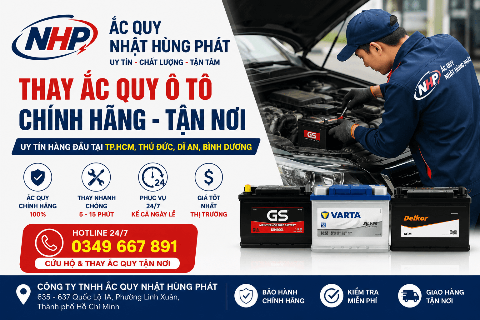 Địa Chỉ Thay Ắc Quy Ô Tô Uy Tín Tại TP.HCM | Công Ty TNHH Ắc Quy Nhật Hùng Phát