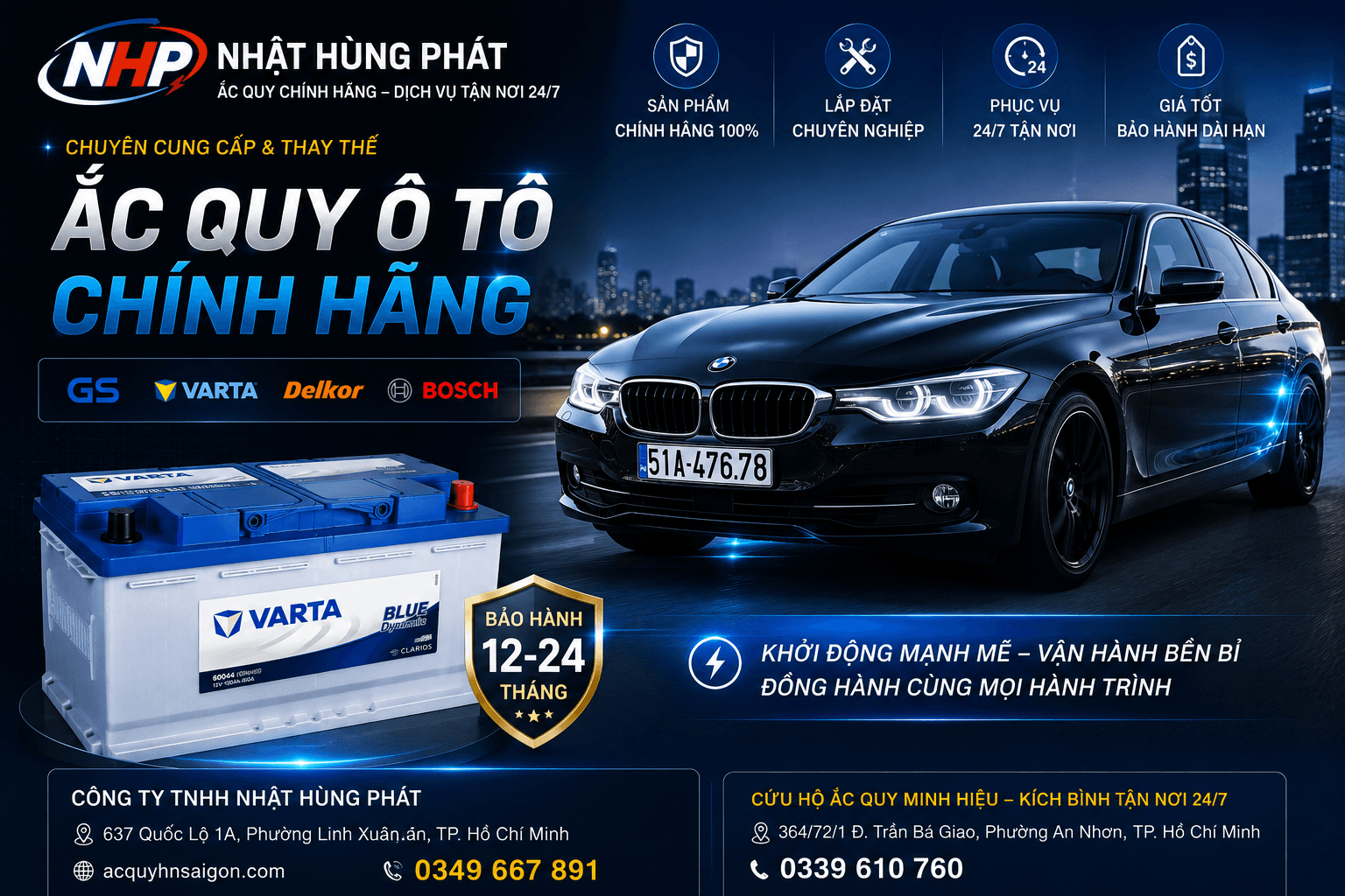 BMW 320i Dùng Bình Gì? Tư Vấn Thay Varta DIN100 12V–100Ah Chính Hãng